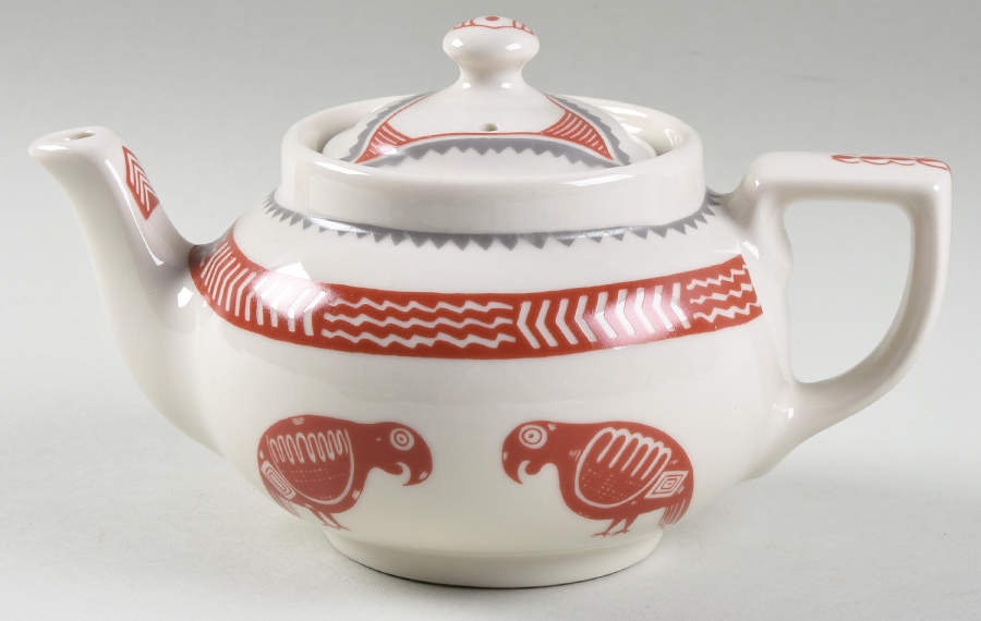 Ancient Mimbreno Indian-Brick Red (Replica) Teapot & Lid by Pipestone-1
