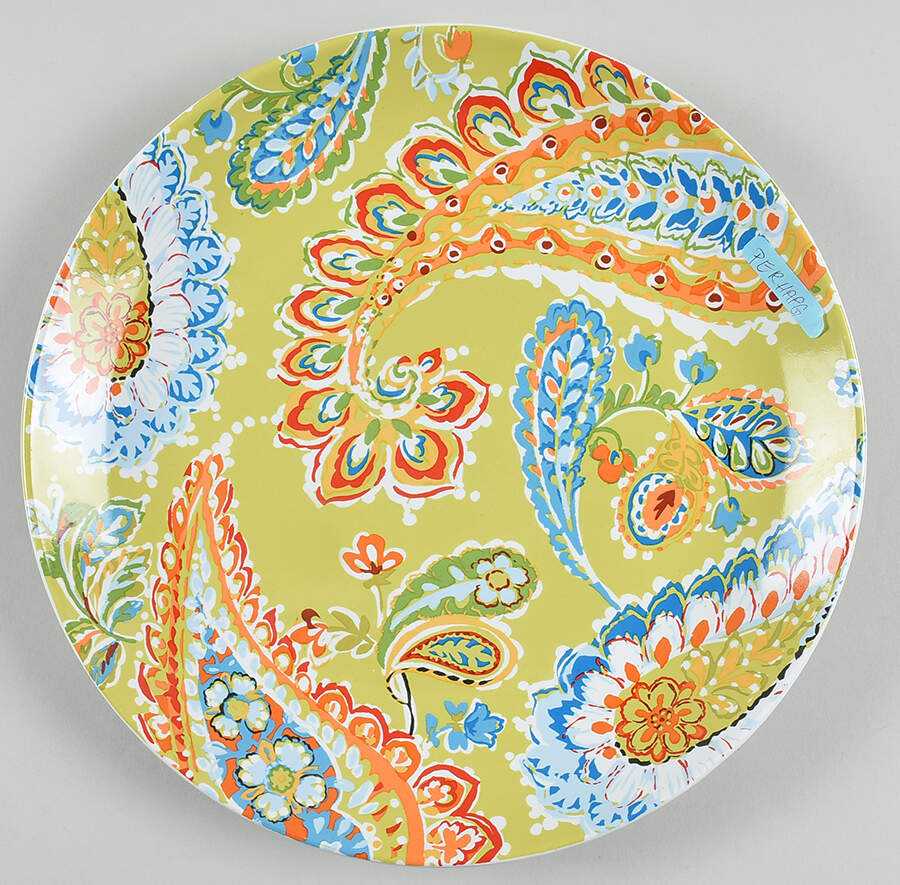 Happy Paisley Green Dinner Plate by Pier 1-1