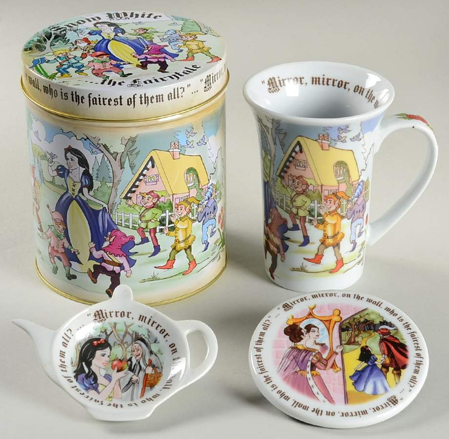 Snow White Mug & Coaster with Tea Bag Holder Set in Gift Tin by Cardew Design-1