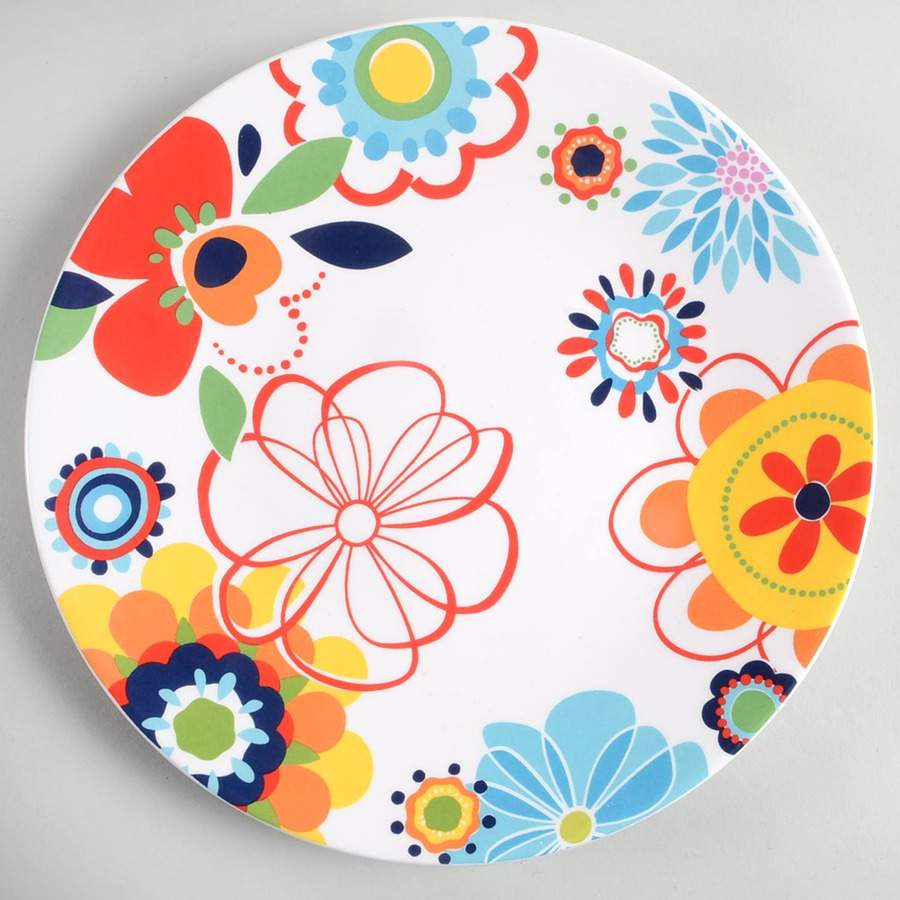 Retro Flower Dinner Plate by Pier 1-1