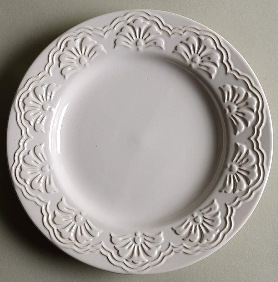 White Embossed Salad Plate by Privet House-1