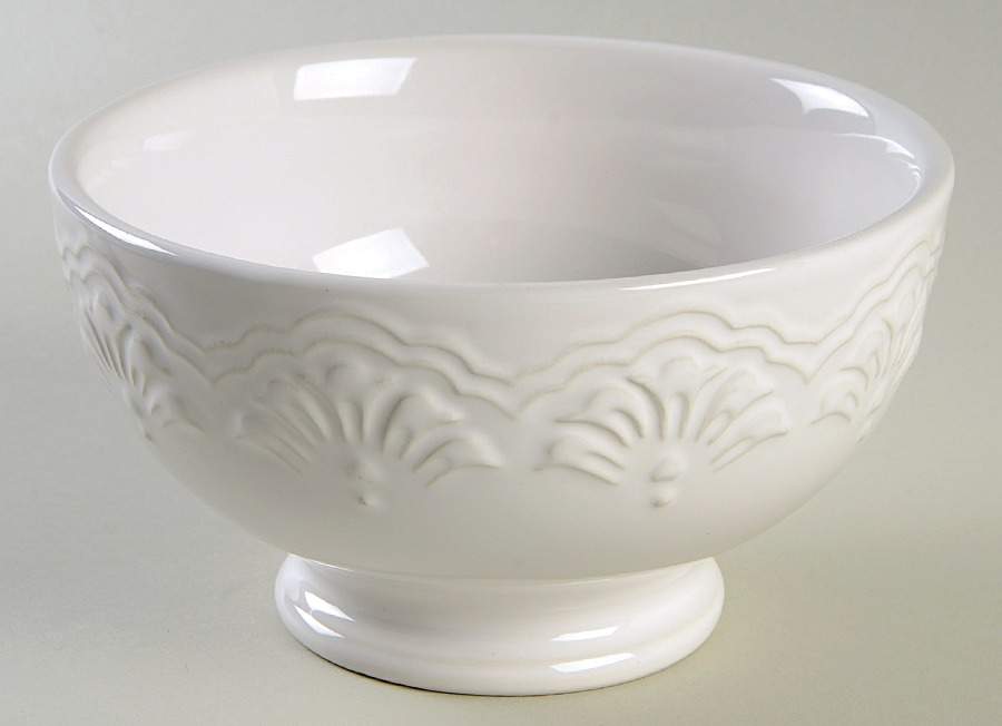 White Embossed Soup/Cereal Bowl by Privet House-1