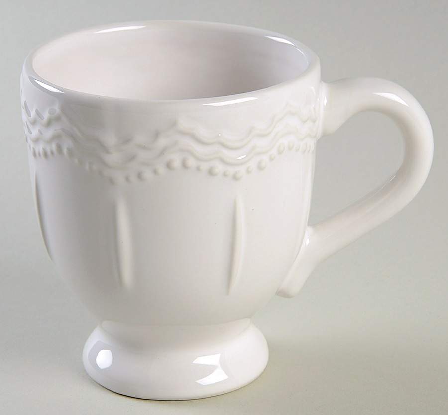 White Embossed Mug by Privet House-1