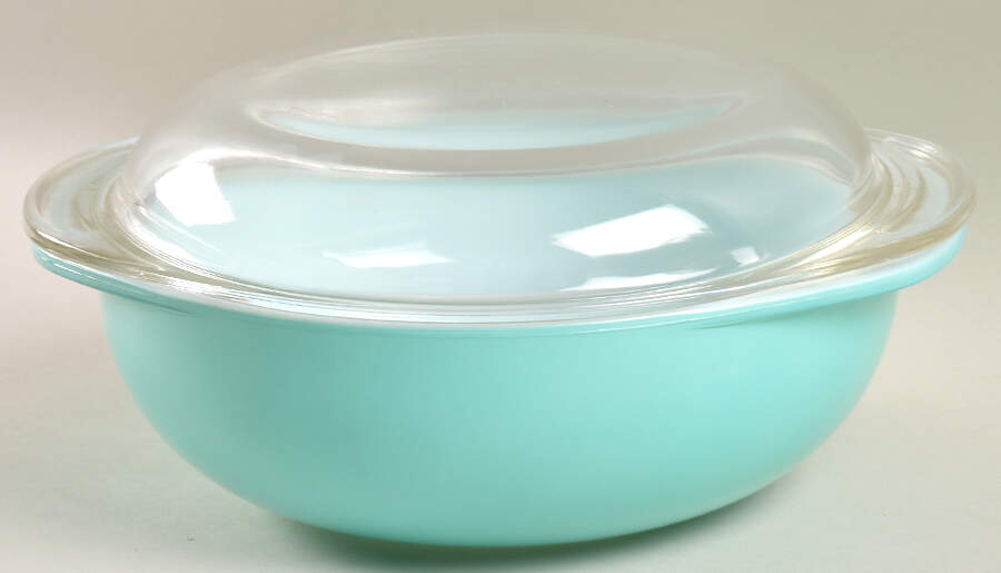 Turquoise 2 Qt Round Covered Casserole by Pyrex-1