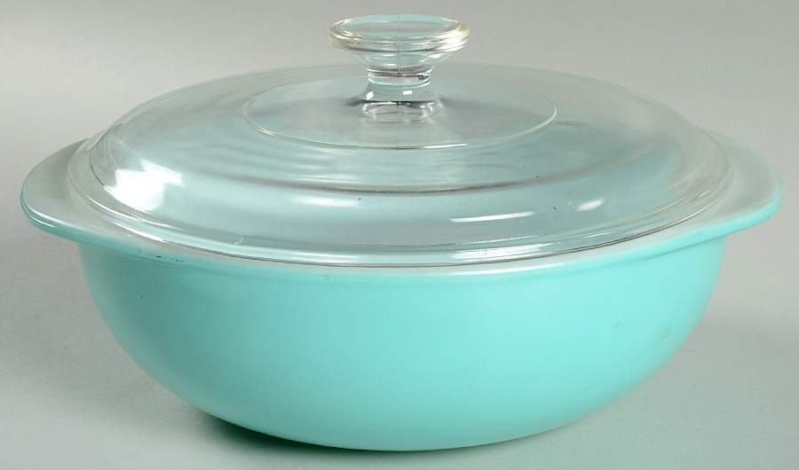 Turquoise 2 Qt Round Covered Casserole by Pyrex-1