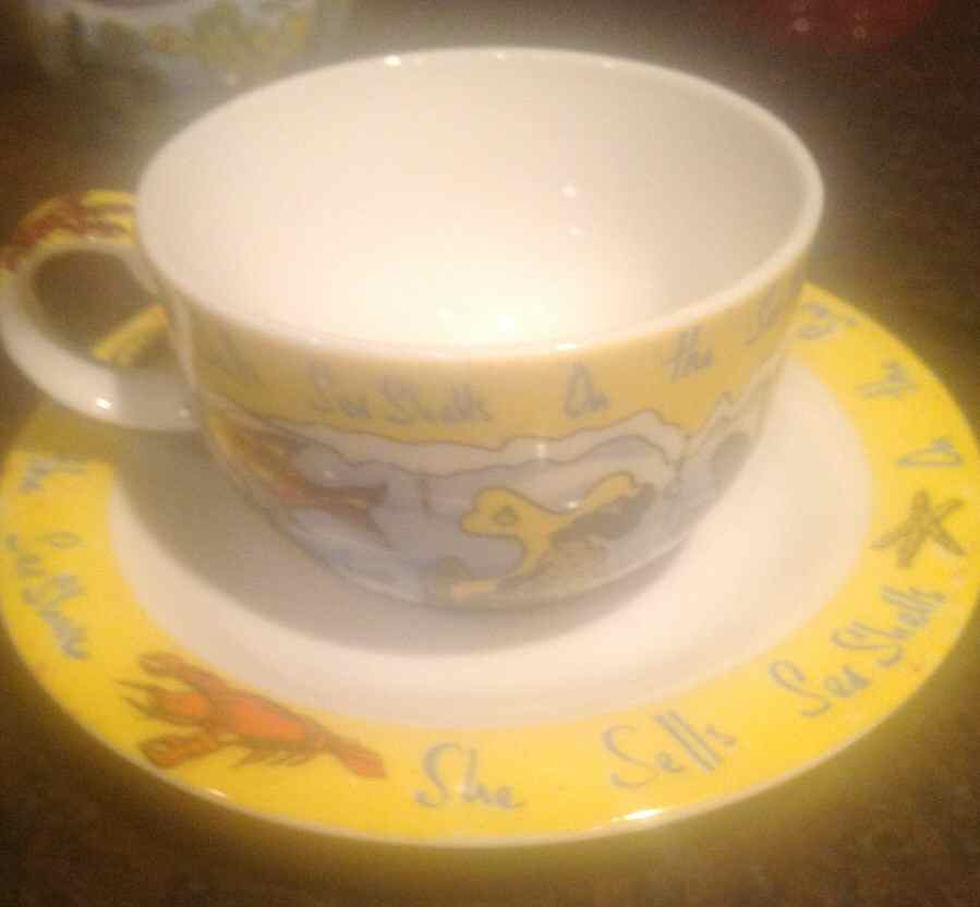 She Sells Sea Shells Flat Cup & Saucer Set by Cardew Design-1