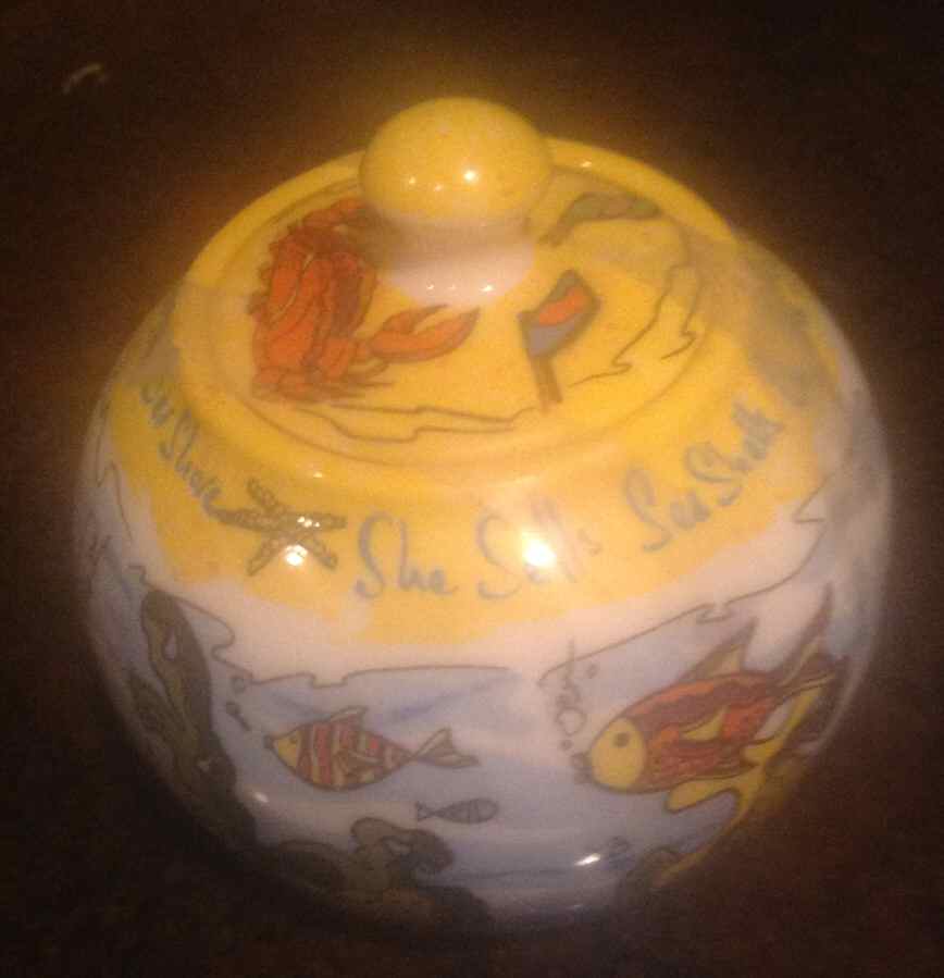 She Sells Sea Shells Sugar Bowl & Lid by Cardew Design-1