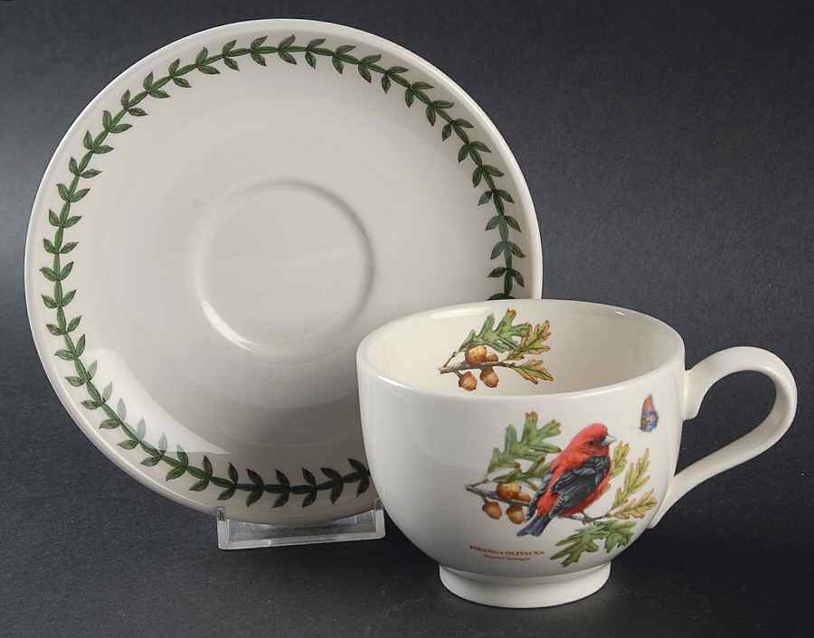 Botanic Garden Birds Flat Cup & Saucer Set by Portmeirion-1