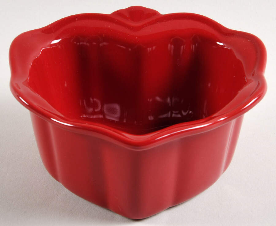 Pavillion Berry Red Heart Shape Ramekin by Princess House-1