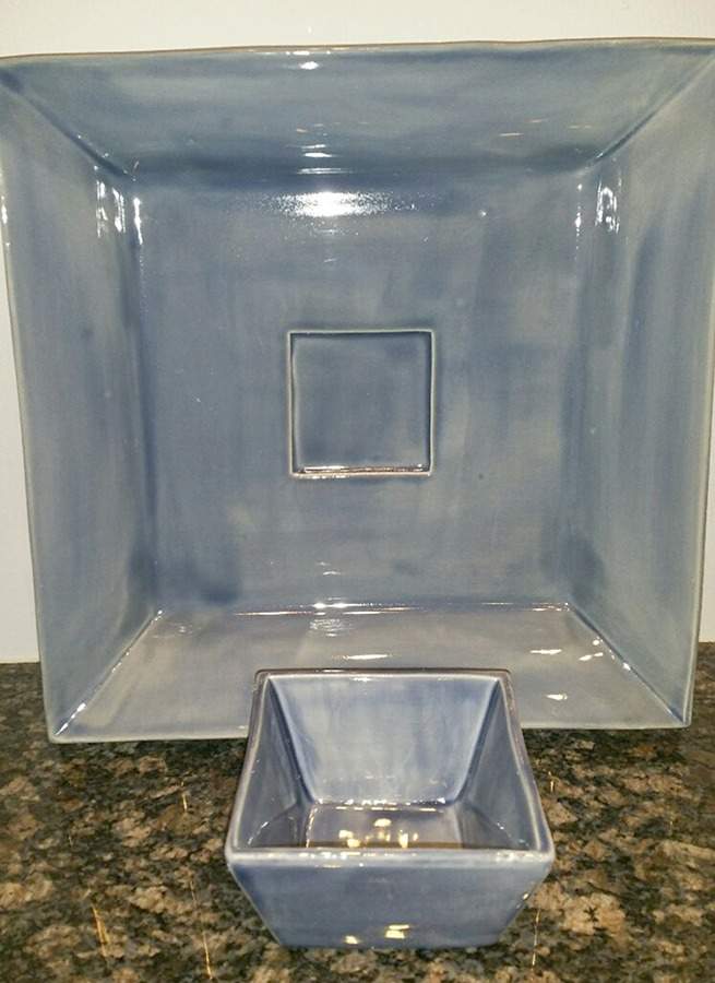 Square Sausalito Blue Gray (2 Piece) Chip & Dip Set by Pottery Barn China-1