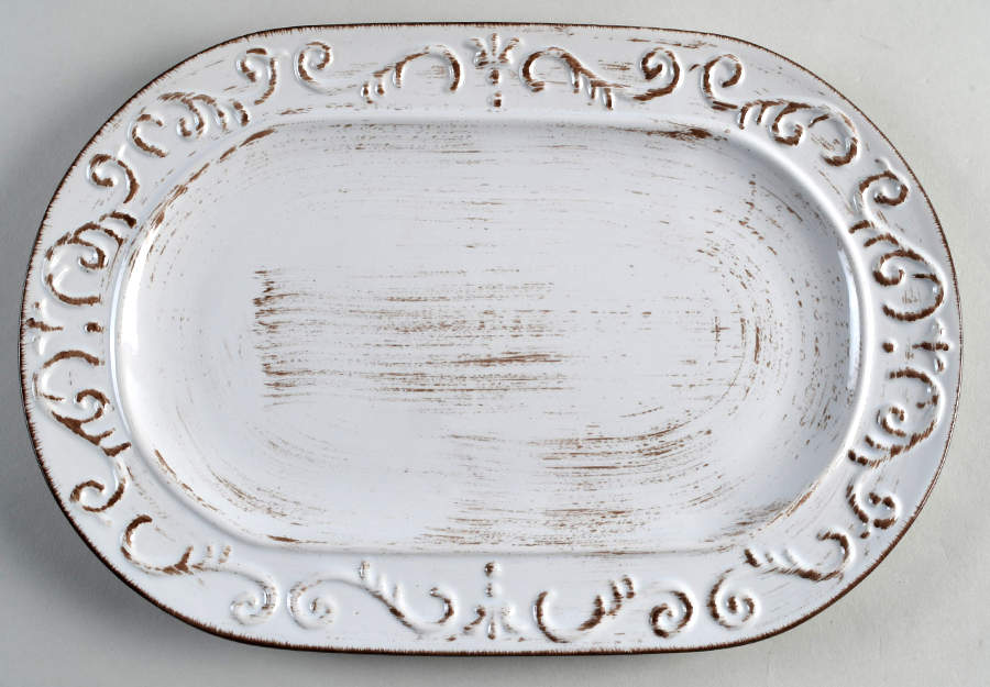 Trellis White 13" Oval Serving Platter by Pfaltzgraff-1