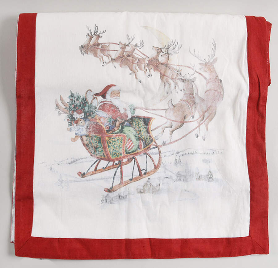 Nostalgic Santa (Nostalgic Christmas) 18" X 108" Cloth Table Runner by Pottery Barn China-1