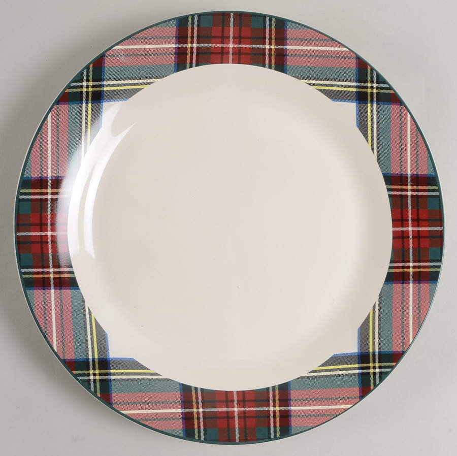 Plaid Dinner Plate by Pottery Barn China-1