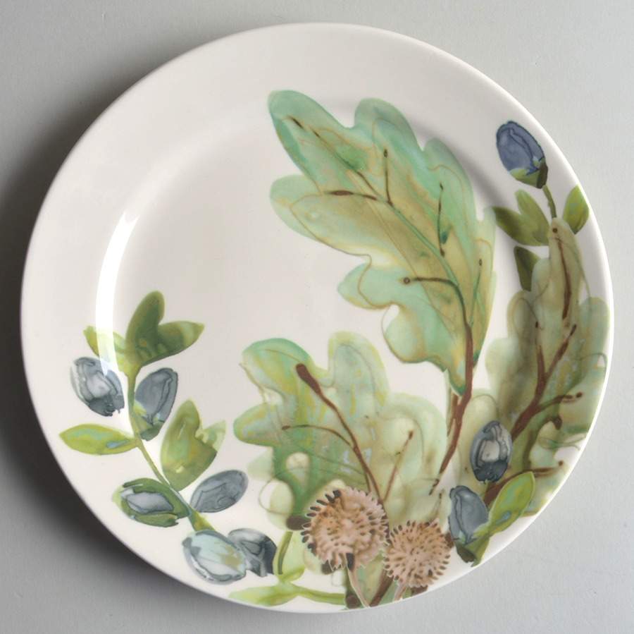 Watercolor Leaves Salad Plate by Pottery Barn China-1