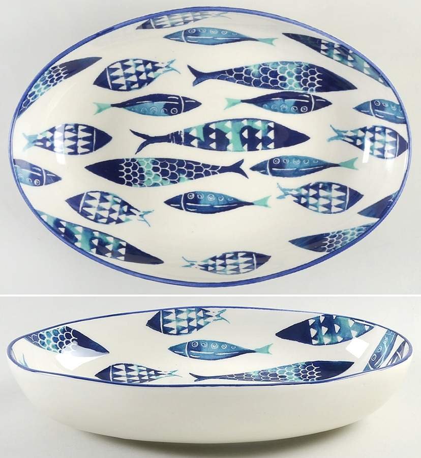 Fish 13" Oval Vegetable Bowl by Papart Ceramics-1