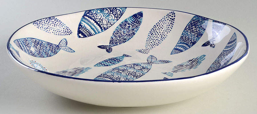 Fish 12" Pasta Serving Bowl by Papart Ceramics-1