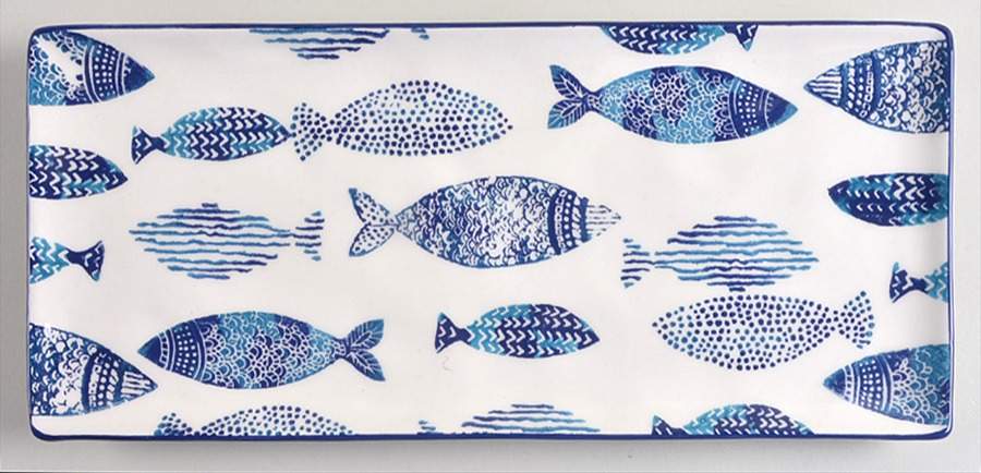 Fish 14" Rectangular Tray by Papart Ceramics-1