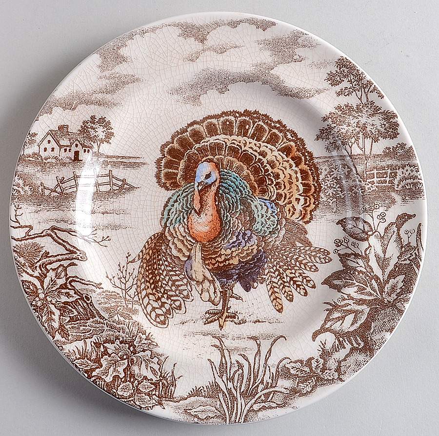 Traditional Turkey Salad Plate by Pottery Barn China-1