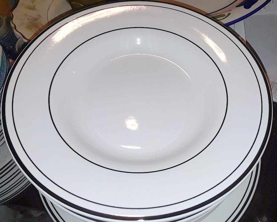 Bistro Black (2 Thin Bands) Rim Soup Bowl by Pottery Barn China-1