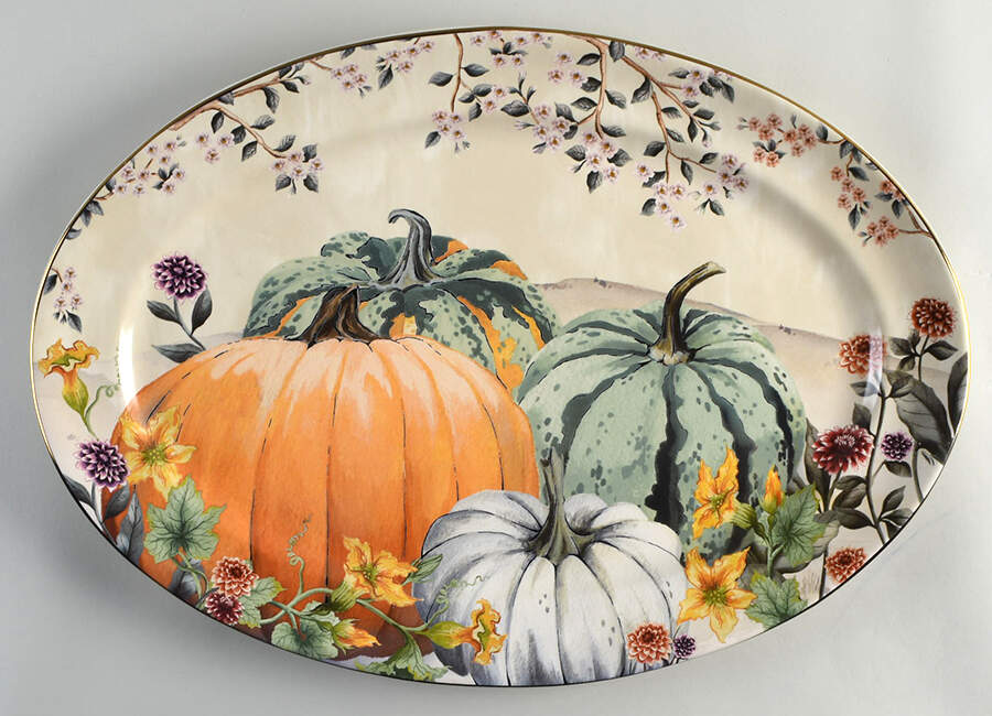 Botanical Harvest 19" Oval Serving Platter by Pottery Barn China-1