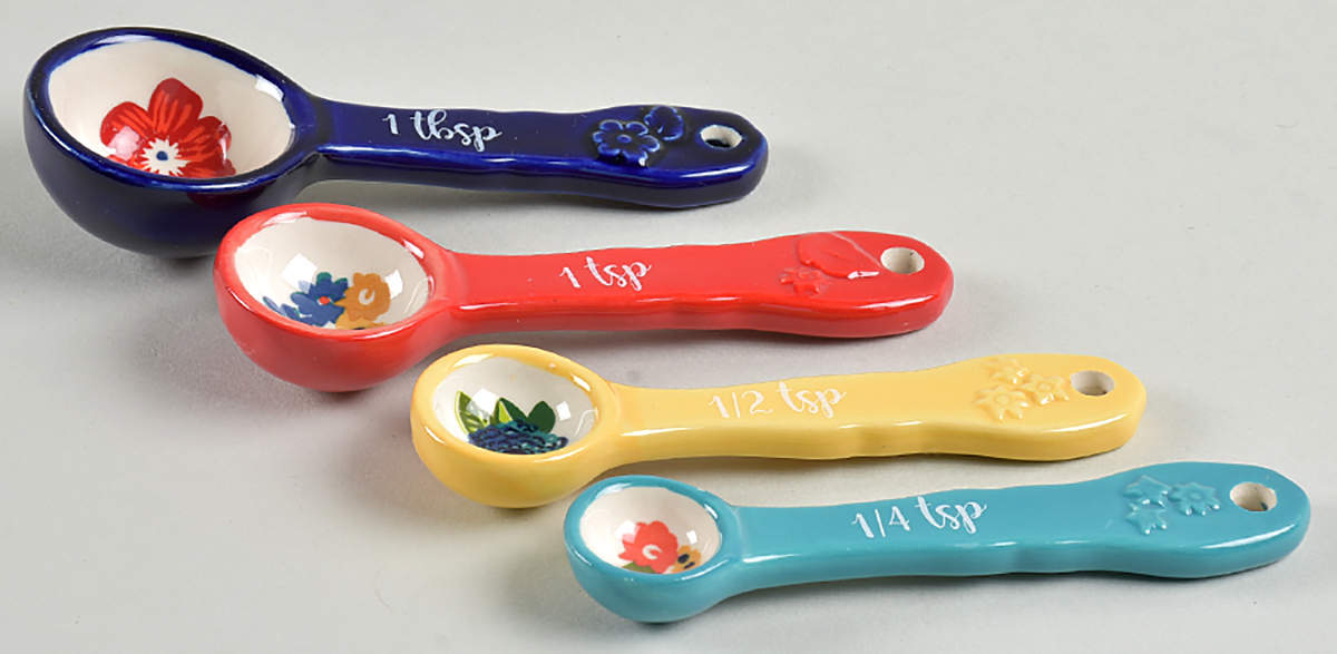 Dazzling Dahlias (4 Pc) Ceramic Measuring Spoon Set by Pioneer Woman-1