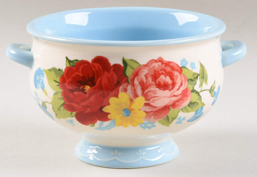Sweet Rose Individual Handled Soup Bowl by Pioneer Woman-1