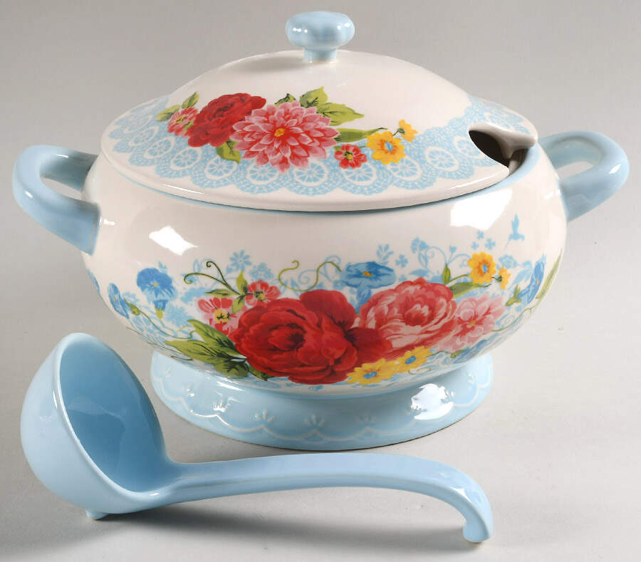 Sweet Rose Tureen & Lid w/Ladle by Pioneer Woman-1