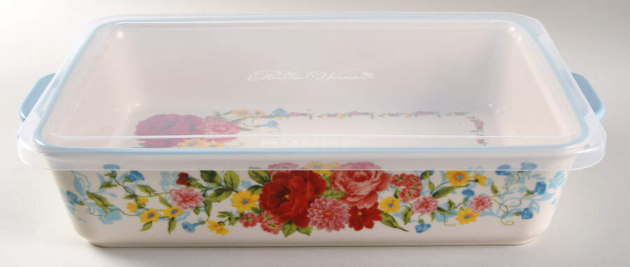 Sweet Rose 13" Rectangular Baker w/Plastic Lid by Pioneer Woman-1