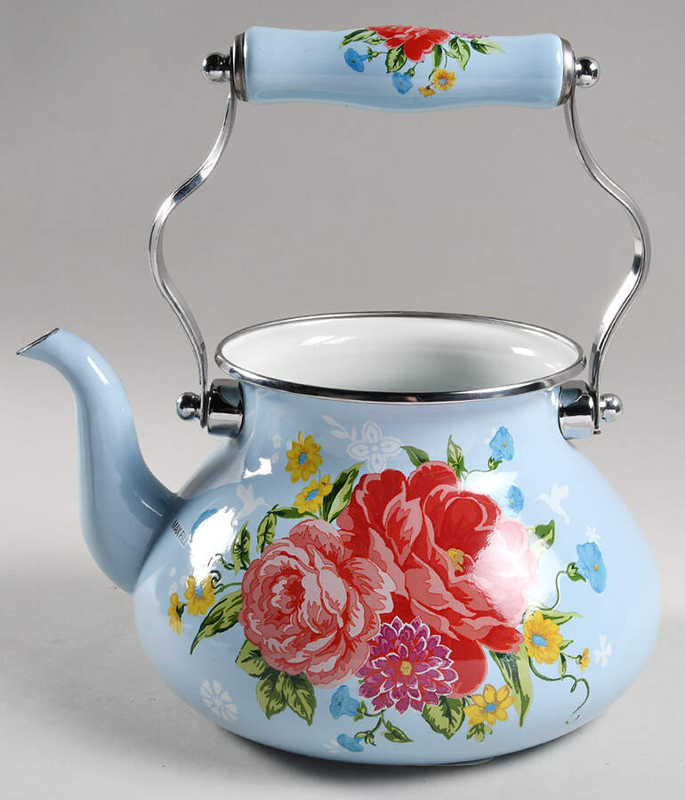 Sweet Rose Metal Kettle No Lid by Pioneer Woman-1