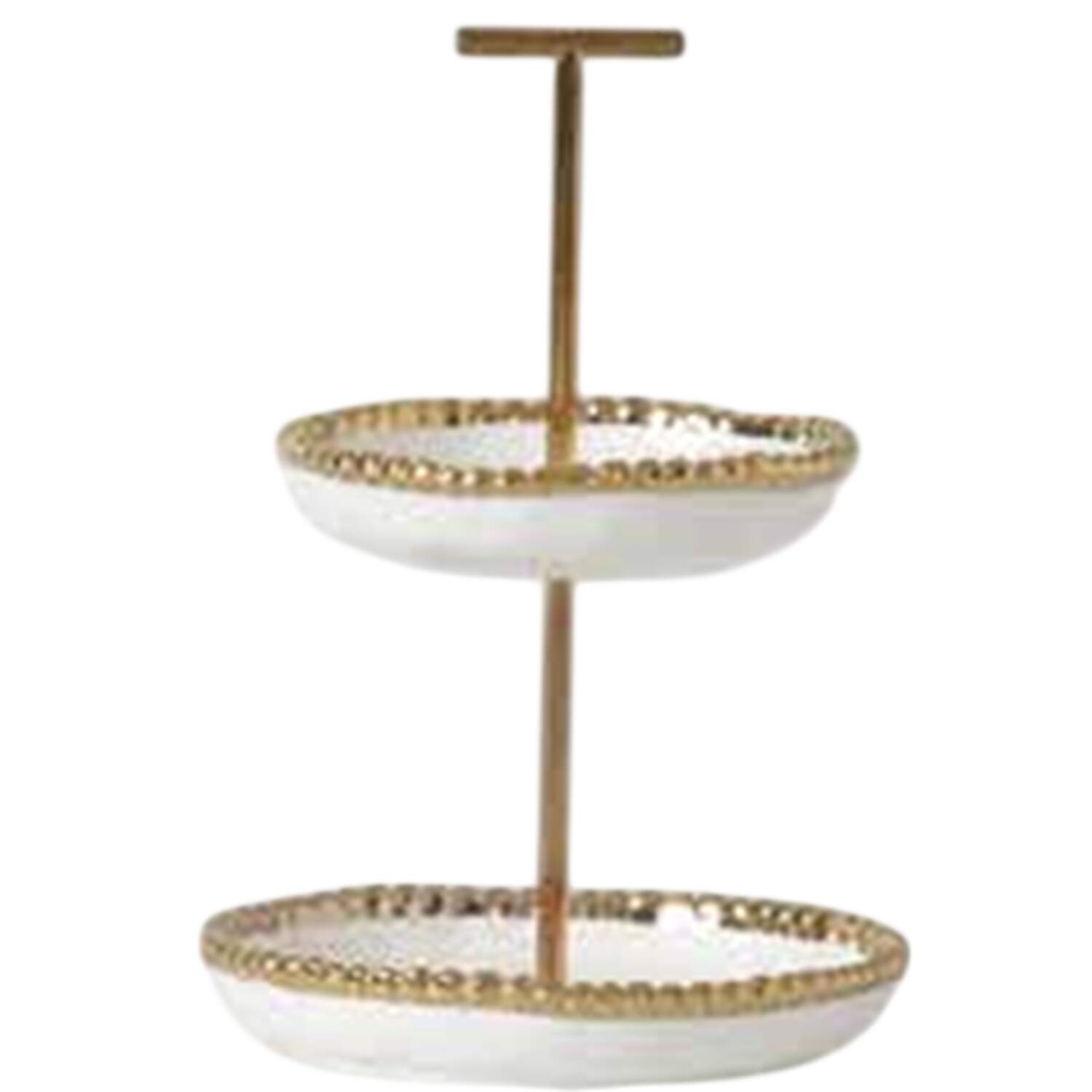 Golden Salerno 2-Tier Serving Tray by Pampa Bay-1