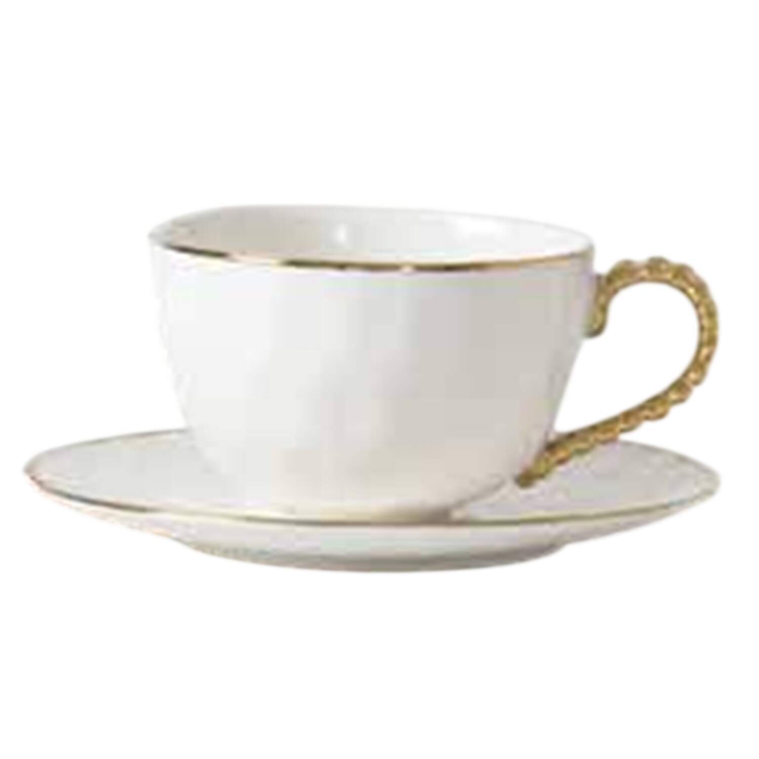 Golden Salerno Flat Cup & Saucer Set by Pampa Bay-1