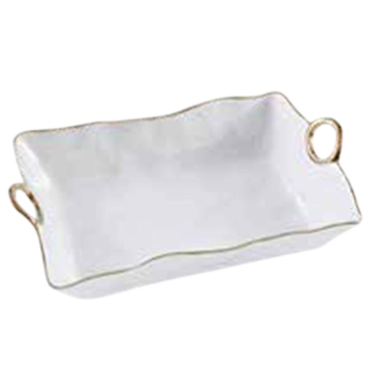 Golden Handles Handled Rectangular Vegetable Bowl by Pampa Bay-1