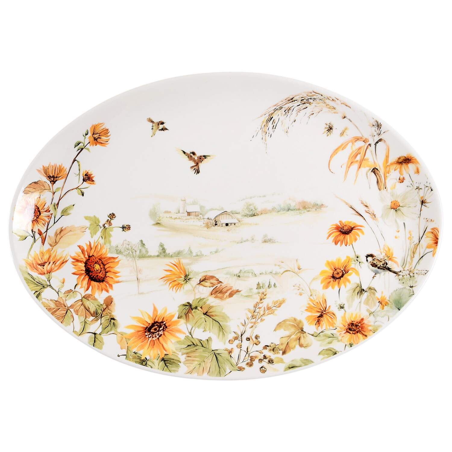 Autumn Village 16" Oval Serving Platter by Potter's Studio-1