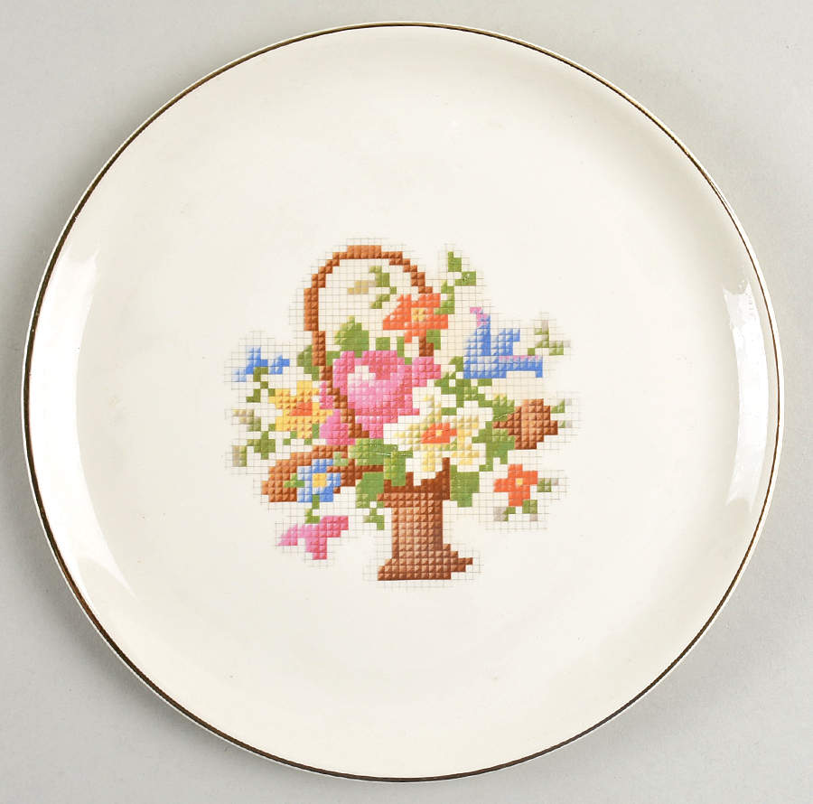 Petit Point Luncheon Plate by Quaker Girl-1