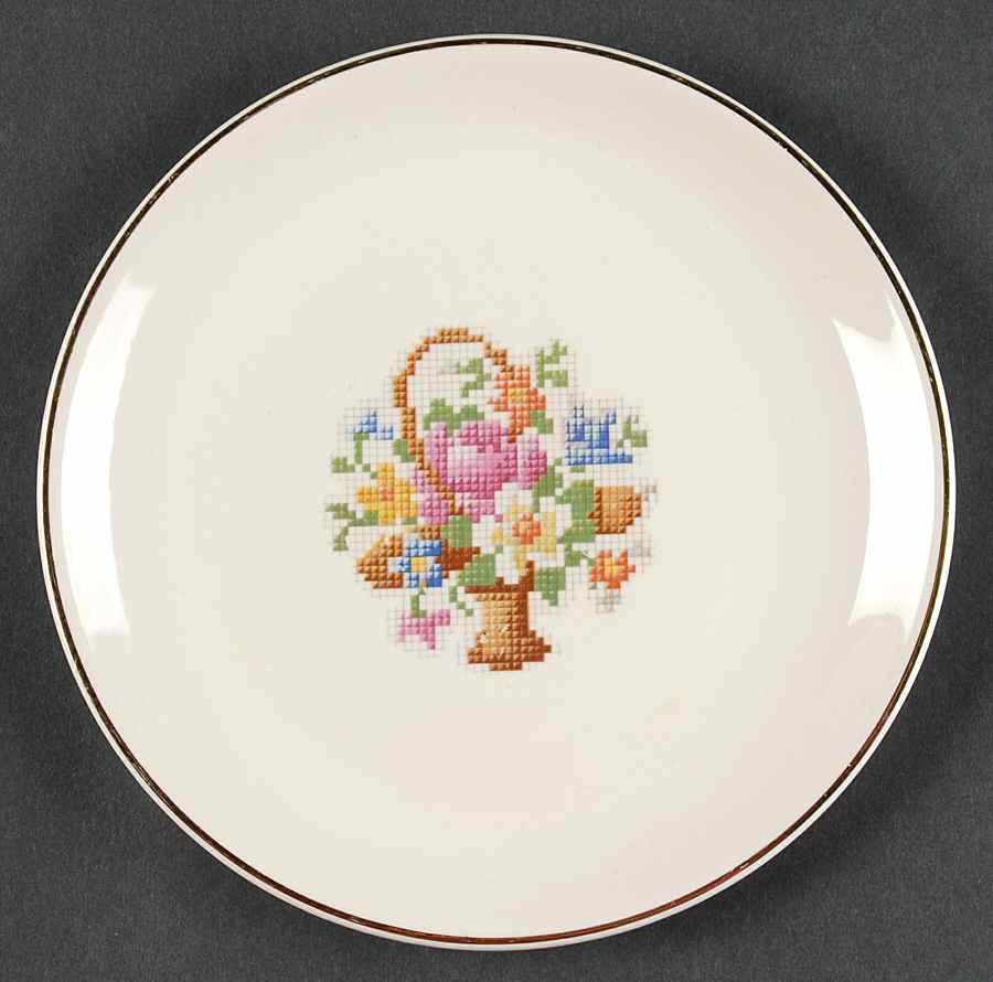 Petit Point Salad Plate by Quaker Girl-1