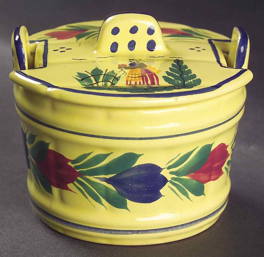 Soleil Yellow (Octagonal, Lady) Butter Tub by Quimper-1
