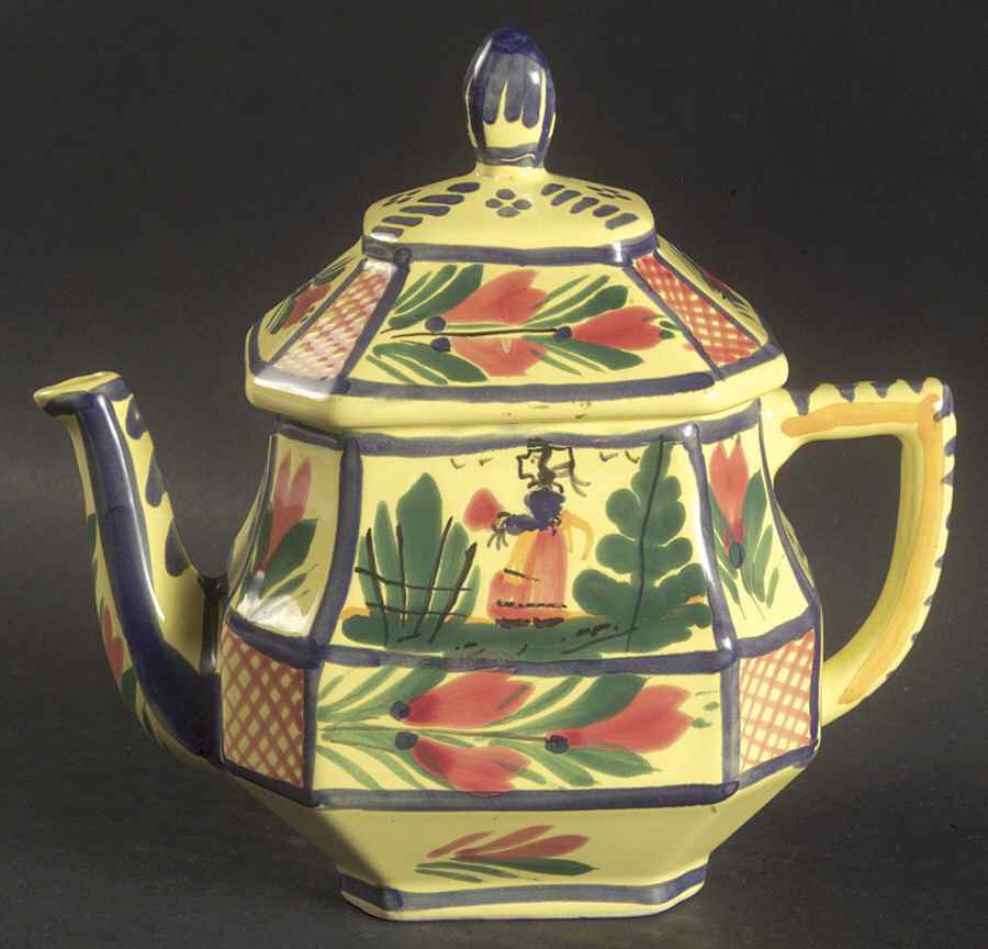 Soleil Yellow (Octagonal, Lady) Mini Teapot & Lid by Quimper-1