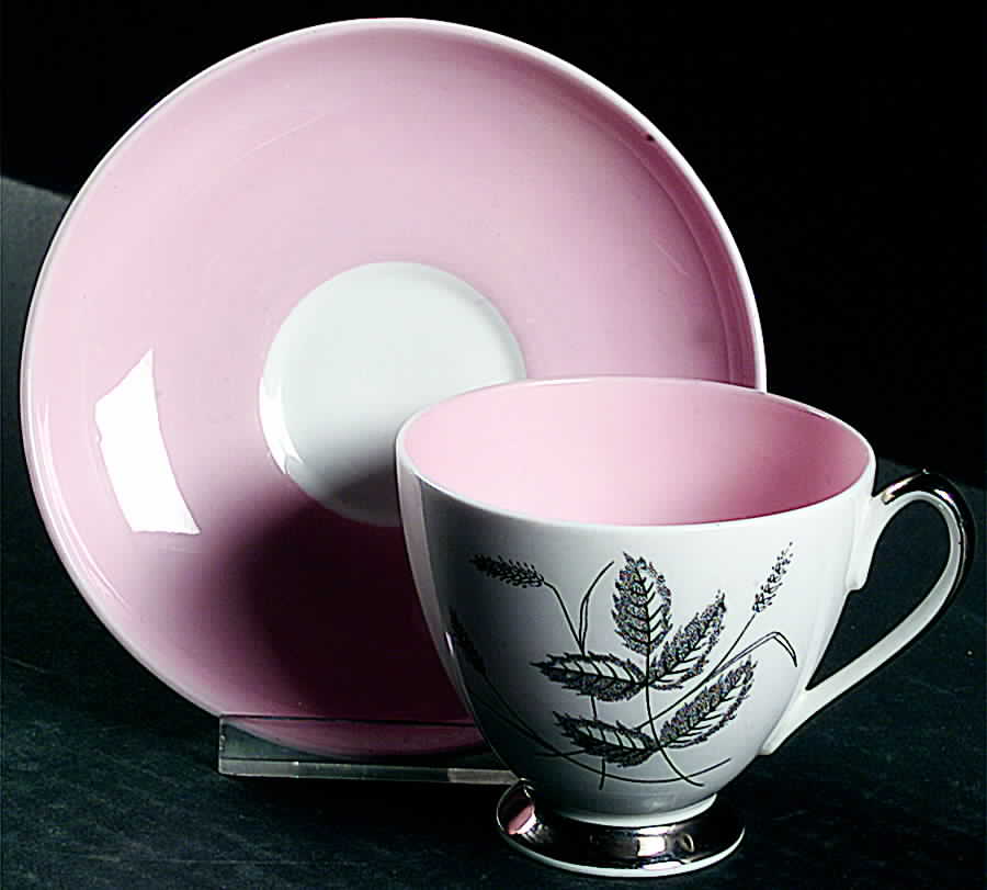 Harvest Pink Footed Cup & Saucer Set by Queen Anne (England)-1