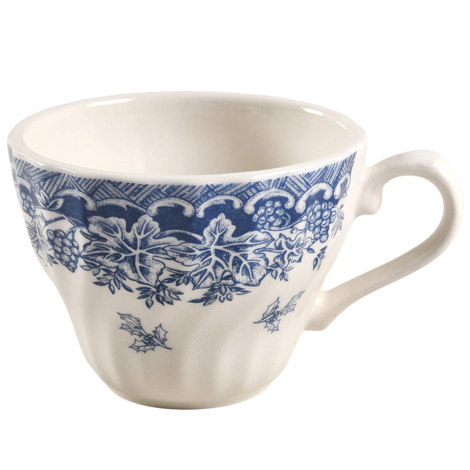 Seasons Greetings Blue Flat Cup by Queen's-1
