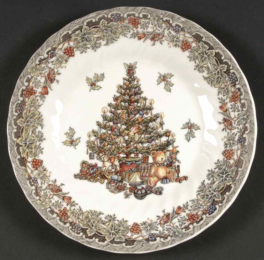 Seasons Greetings Multicolored Salad Plate by Queen's-1