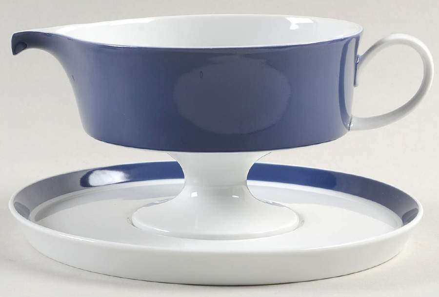 Composition Cobalt Blue Gravy Boat & Underplate by Rosenthal - Continental-1