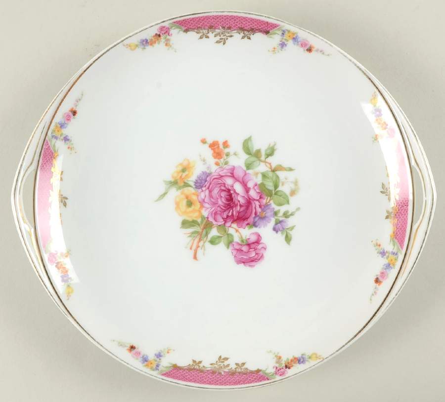 Queen's Rose (No Inner Gold Band) Handled Cake Plate by Rosenthal - Continental-1