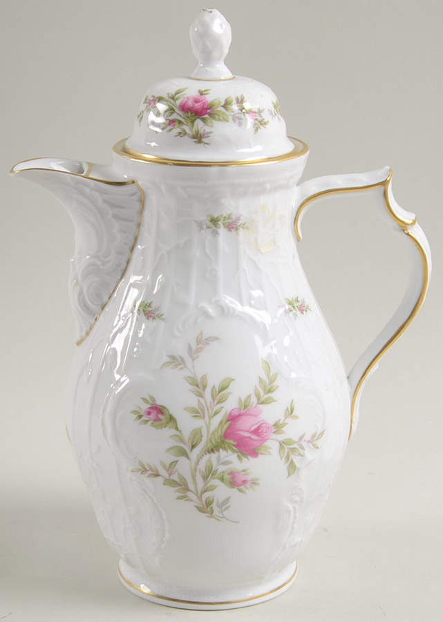 Sanssouci Rose White (Gold Trim) Mini Coffee Pot & Lid by Rosenthal - Continental-1