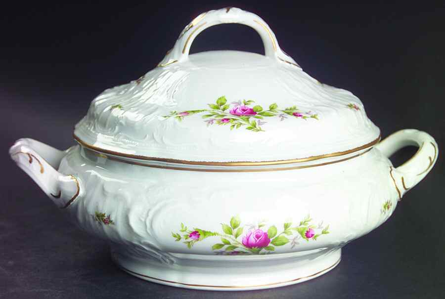 Sanssouci Rose White (Gold Trim) Round Covered Vegetable by Rosenthal - Continental-1