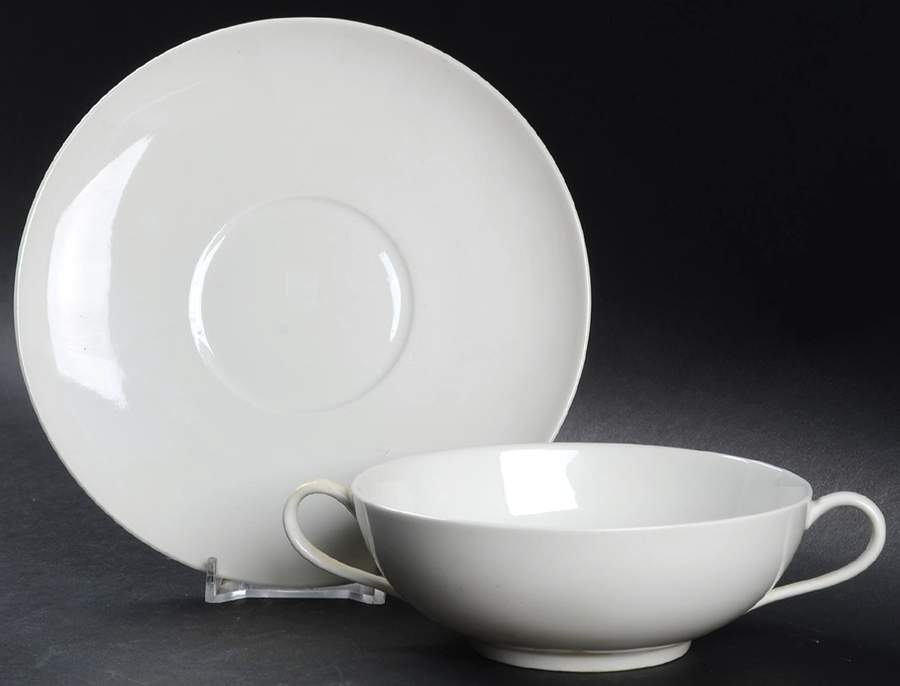 Urbino White Flat Cream Soup Bowl & Saucer Set by Royal Berlin-1