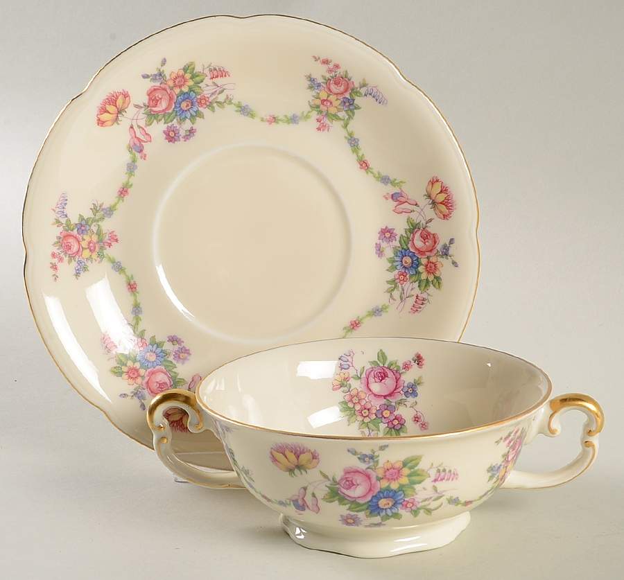 The Kingsford Footed Cream Soup Bowl & Saucer Set by Royal Bohemian-1
