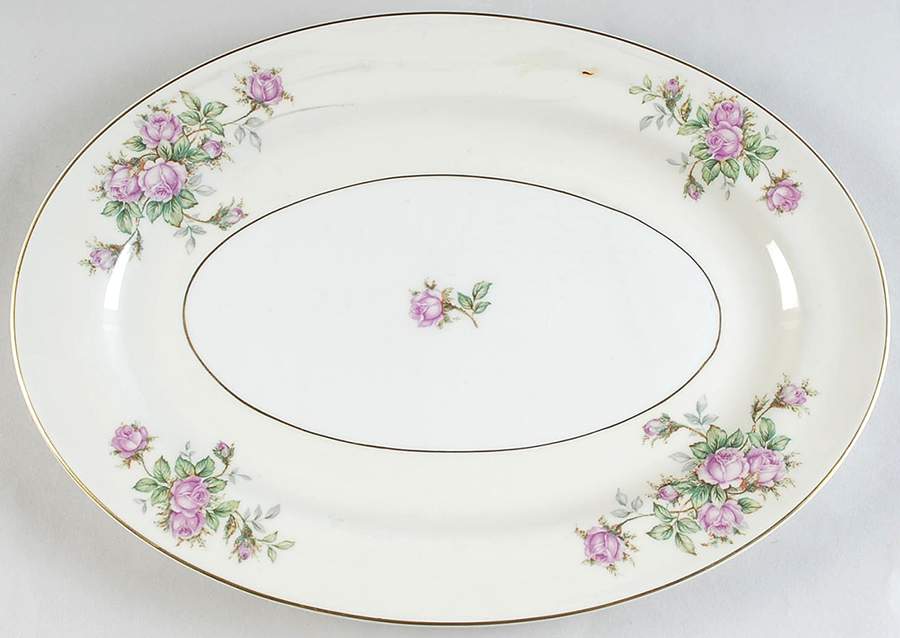 Classic Rose 13" Oval Serving Platter by Royal Cathay-1