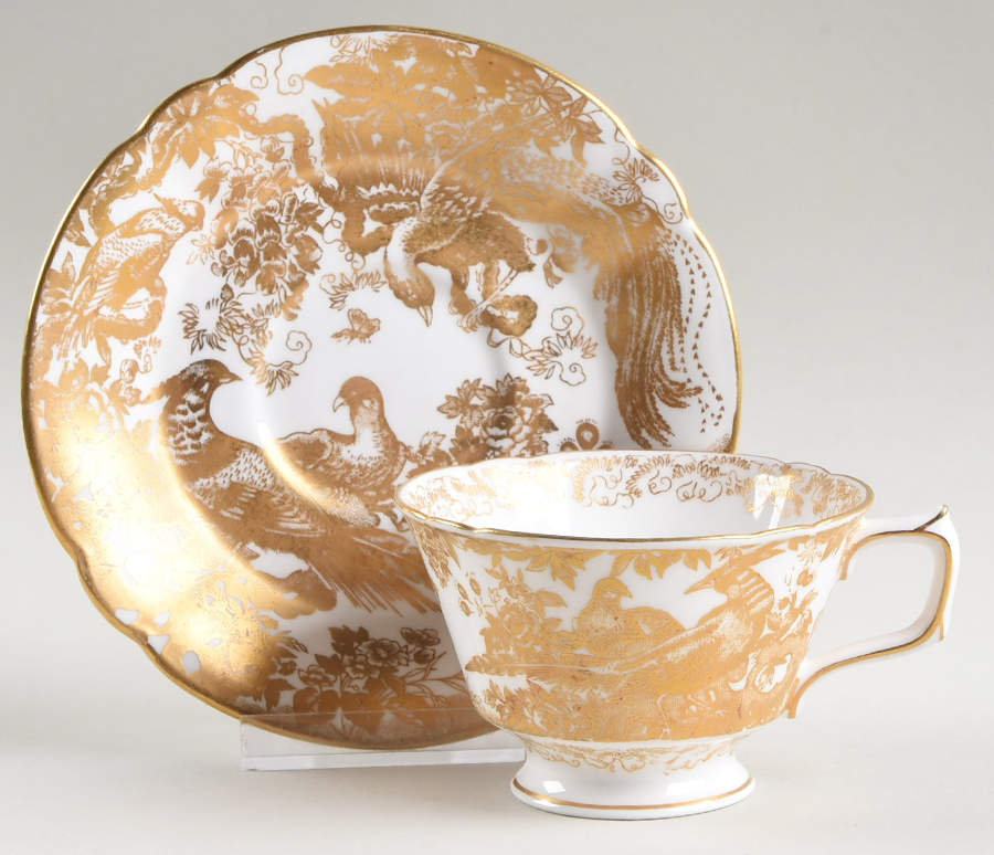 Gold Aves Footed Cup & Saucer Set by Royal Crown Derby-1