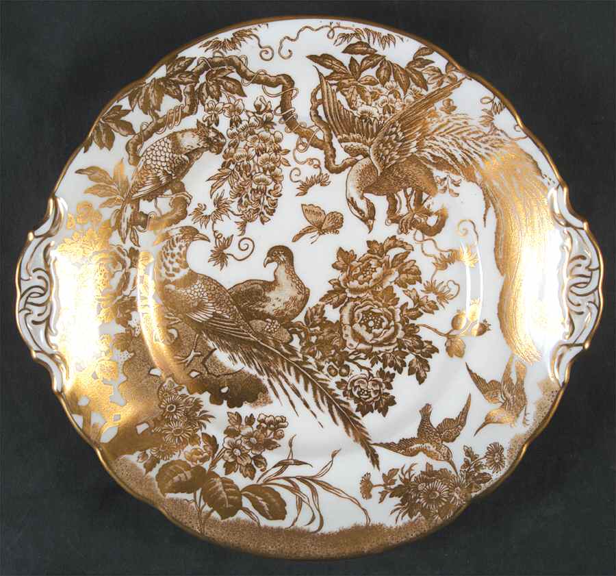 Gold Aves Handled Cake/Pastry Plate by Royal Crown Derby-1
