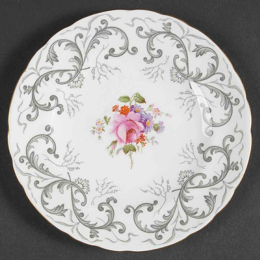 Grey Scroll Bread & Butter Plate by Royal Crown Derby-1